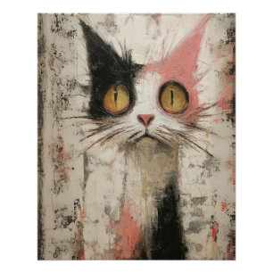 Oil of Fraidy Cat–Spooked Expressionist Art Poster