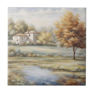oil paint a spring landscape tile