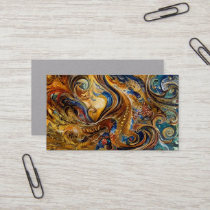 Oil Paint Fluid Marble Textures Triptych Business Card