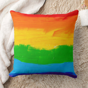 Oil paint Rainbow Colours Gay Lesbian LGBT Cushion