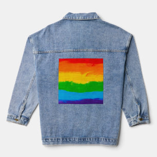 Oil paint Rainbow Colours Gay Lesbian LGBT Denim Jacket