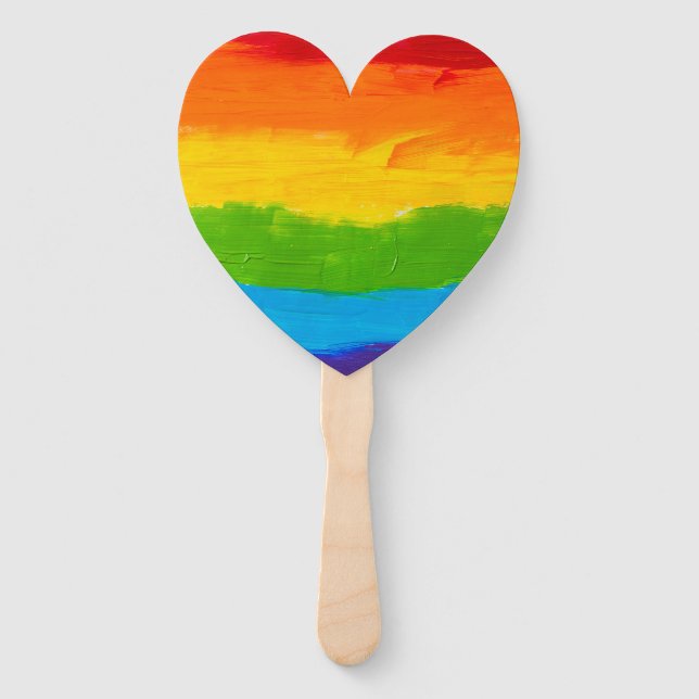 Oil paint Rainbow Colours Gay Lesbian LGBT Hand Fan (Front)