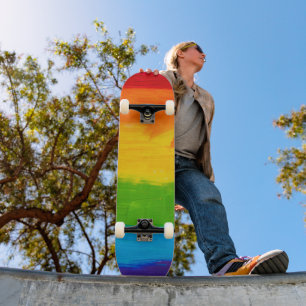 Oil paint Rainbow Colours Gay Lesbian LGBT Skateboard