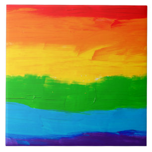 Oil paint Rainbow Colours Gay Lesbian LGBT Tile