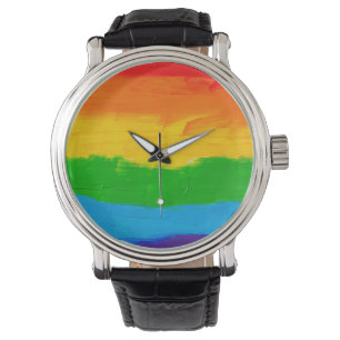 Oil paint Rainbow Colours Gay Lesbian LGBT Watch