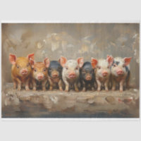 Oil Painted 7 Pigs Best Friends Decoupage