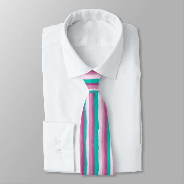 Oil Painted Candy Stripes Tie (Tied)