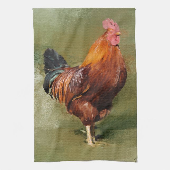 Oil Painted Chicken Kitchen Towel -  Tea Towel (Vertical)