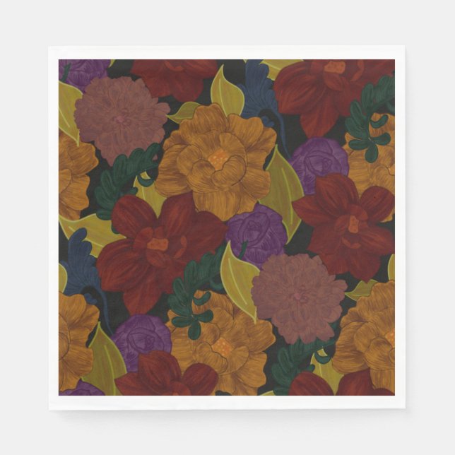 Oil Painted Flowers Napkin (Front)