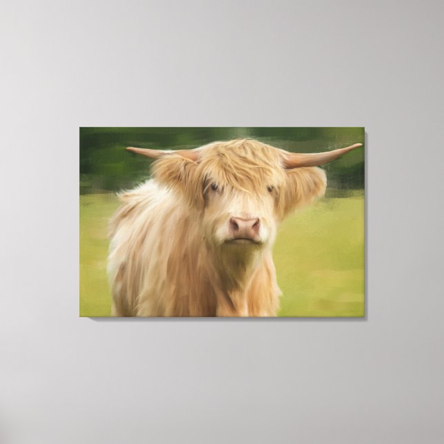Oil Painted Highland Cow Large Framed Print (Front)