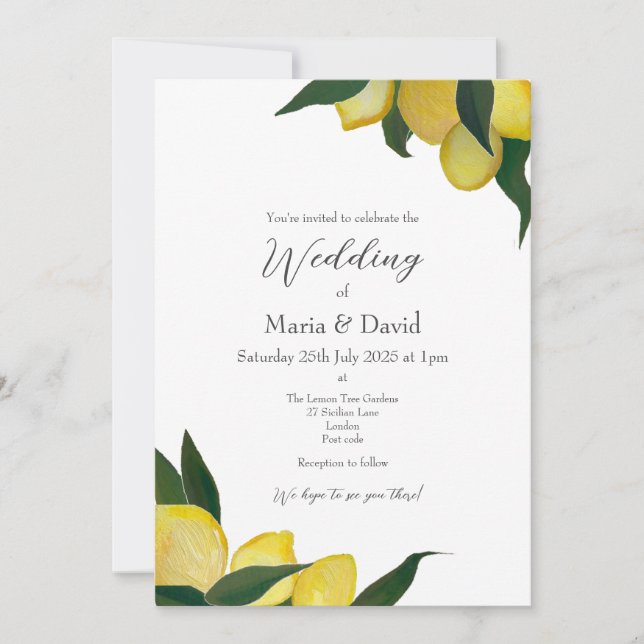 Oil Painted Lemons Invitation (Front)