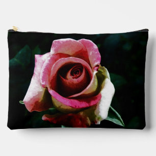 Oil painted red rose accessory pouch
