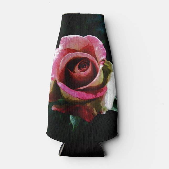 Oil painted red rose bottle cooler (Front)