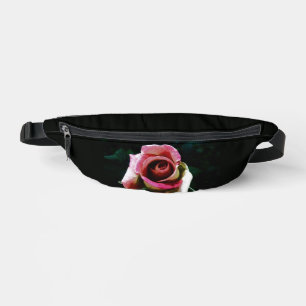 Oil painted red rose bum bags