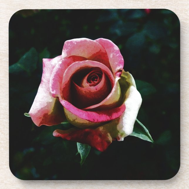Oil painted red rose coaster (Front)