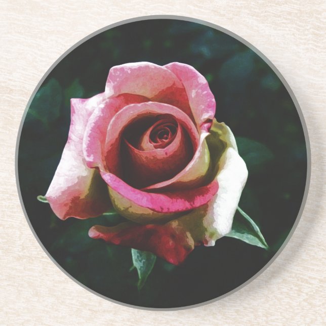 Oil painted red rose coaster (Front)