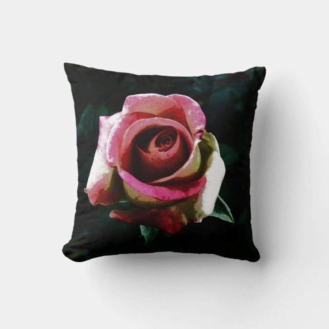 Oil painted red rose cushion (Front)