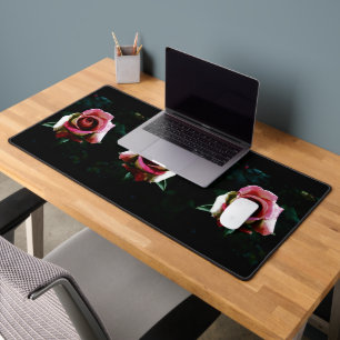 Oil painted red rose desk mat
