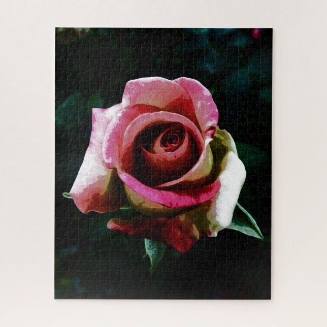 Oil painted red rose jigsaw puzzle (Vertical)