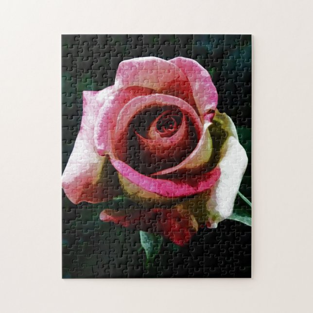 Oil painted red rose jigsaw puzzle (Vertical)