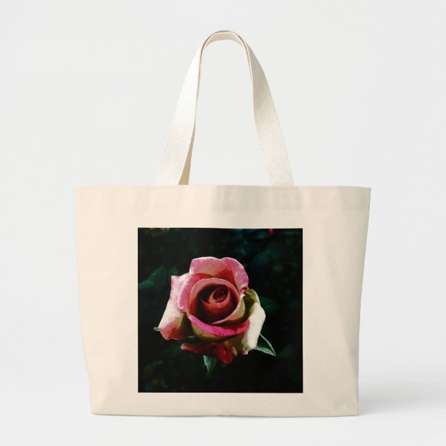 Oil painted red rose large tote bag (Front)
