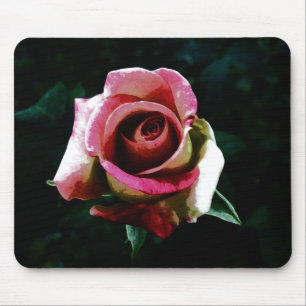 Oil painted red rose mouse mat