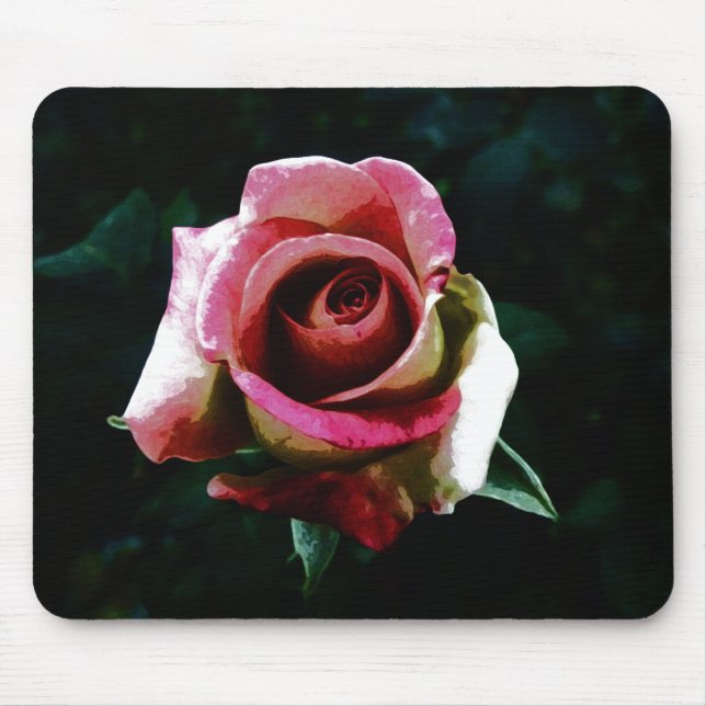 Oil painted red rose mouse mat (Front)