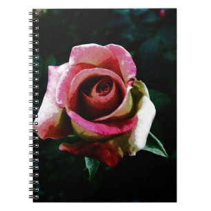 Oil painted red rose notebook