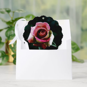 Oil painted red rose tree decoration card