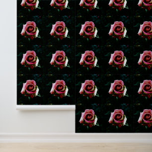 Oil painted red rose wallpaper