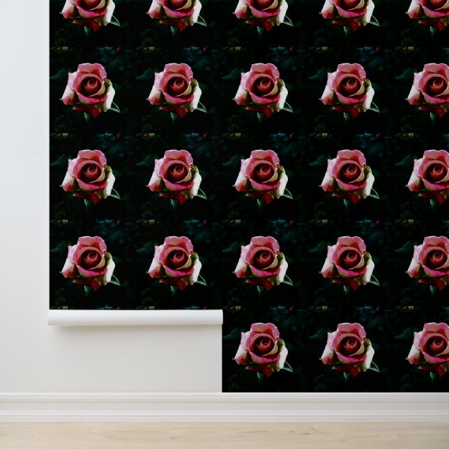 Oil painted red rose wallpaper (Application)