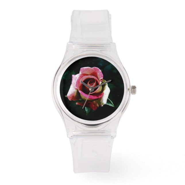 Oil painted red rose watch (Front)