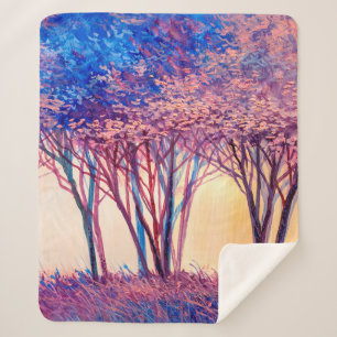 Oil painting colorful trees. Abstract image of for Sherpa Blanket