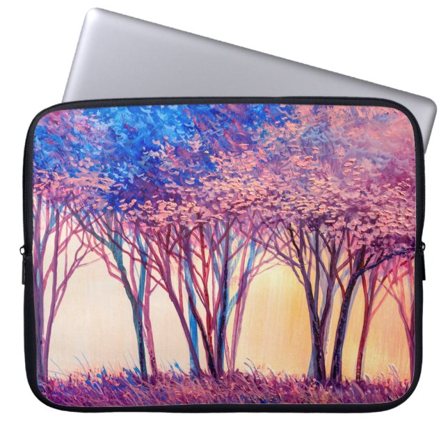 Oil painting colourful trees. Abstract image of fo Laptop Sleeve (Front)