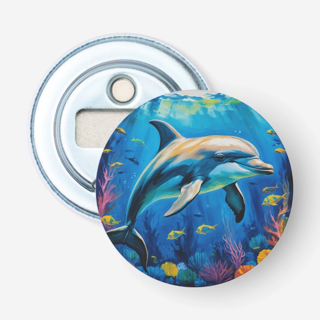 Oil Painting Dolphin Bottle Opener (Front)