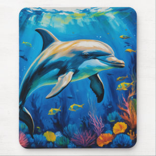 Oil Painting Dolphin Mouse Mat