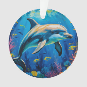 Oil Painting Dolphin Ornament