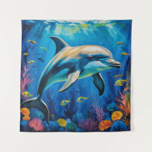 Oil Painting Dolphin Tapestry