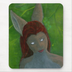 oil painting Furry Anthropomorphic Rabbit girl Mouse Mat