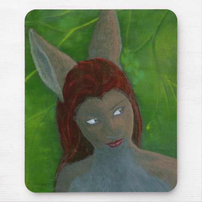 oil painting Furry Anthropomorphic Rabbit girl Mouse Mat (Front)