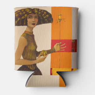 Oil painting: girl portrait. can cooler