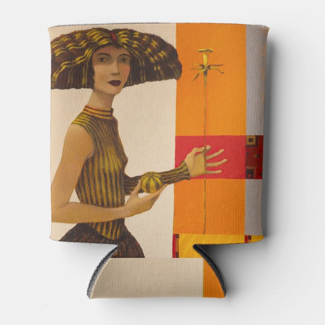 Oil painting: girl portrait. can cooler (Front)