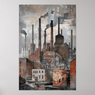 Oil Painting Industrial Scenery Poster
