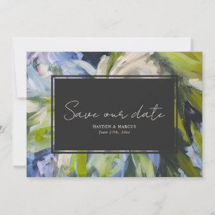 Oil Painting Inspired Florals Blue Wedding Save The Date