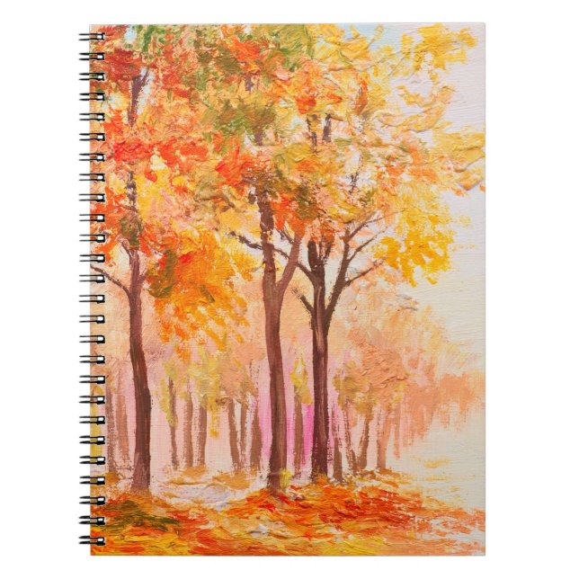 Oil painting landscape - colourful autumn forest notebook (Front)