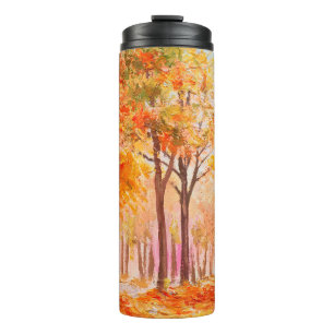 Oil painting landscape - colourful autumn forest thermal tumbler