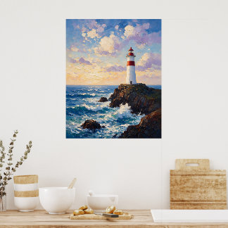 Oil painting lighthouse poster