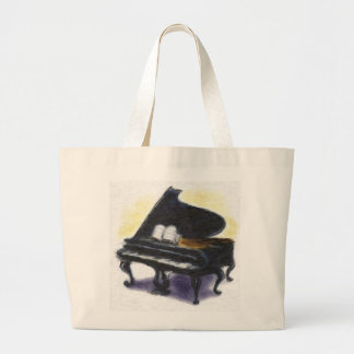 Oil Painting : My Piano Large Tote Bag