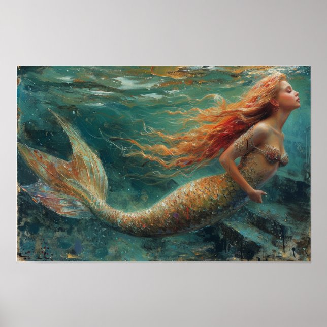 Oil Painting of a Mermaid Poster (Front)