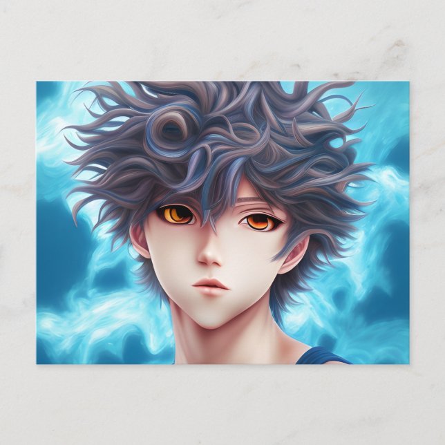 Oil Painting of an Anime Boy Postcard (Front)
